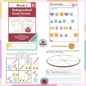 KINDERGARTEN Independent Study Pack Activity Worksheet Workbook Home School Learning Materials | RABAH UP STORE
