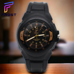 Jam Tangan Pria Tahan Air Frost Analog Strap Rubber F-1109GLG