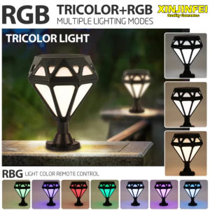 Solar Diamond Pillar Light Outdoor Floor Villa Courtyard LED Lamp Bright Gate Doorpost Landscape