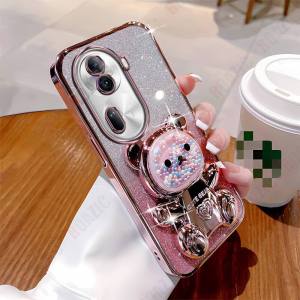 Roazic Dễ Thương Kẹo khung hình gấu Cho Oppo RENO 11 Pro 5G Long lanh sang trọng Giấy Vỏ Trong Suốt Mạ vỏ lưng bảo vệ Ds05