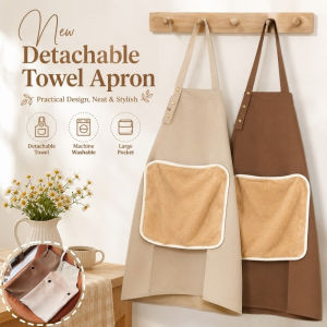 New Detachable Towel Apron Wipable Waterproof Stain-Resistant Kitchen Cooking Coffee Work Clothes