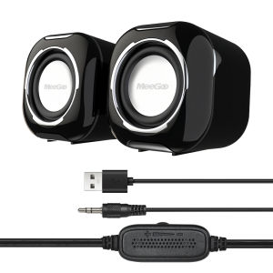MeeGoo Computer Mini Wired Speaker PC 3.5mm USB Subwoofer Portable Audio for Desktop Laptop TV phone