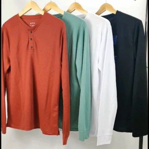 Kaos Lengan Panjang Pria Branded A9T002 APT9 Men Premier Flex Longsleeve Henley Top