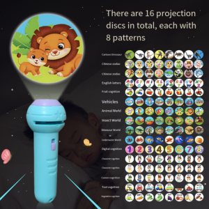 GOOD STUFF 16 Cards Children Projector Flashlight Early Education 128 Patterns Flashlight Projector Toy Creativity Toy Kid Gift Projection Torch Lamp Baby Puzzle Teaching