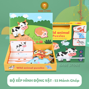Bộ đồ chơi xếp hình ghép hình nam châm puzzle nhiều chủ đề dạng hộp xách dính được tủ lạnh bảng đen cho bé tư duy thông minh giáo dục sớm Montessori BABE016