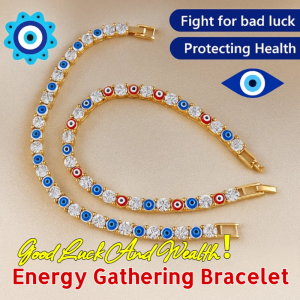 Evil Eye Zircon Geometric Bracelet/European And American Light Luxury Bracelets/Evil Eye Zircon Geometric Bracelet Rhinestone Lucky Blue Eyes Charm Bracelet Evil Eye Bracelet With Zircon Lucky Devils Eye Bangle