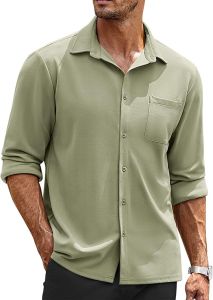 COOFANDY  Mens Long Sleeve Button-Up Shirt Wrinkle-Free Unstuffed Shirt Mens Casual Formal Shirt