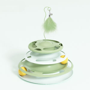 3 Layer Pet Cat Tower Ball Cat Turntable Cat Toy Interactive Pet Cat Toy Colorful Round Track Toy Spinning Balls