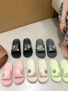 CoupleS EVA Slippers For Women Summer Indoor Home Use Cute Strawberry Sandals For Men Bathroom Non-Slip Thick Sole