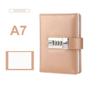 I know A7 portable Pearlescent leather cover Notebook with Password Lock Notepad School Office Diary Sketchbook Agenda Planner pocket CodeBook Student