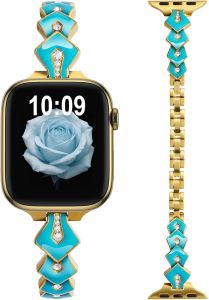 Watch Dainty Bling Diamond Band for 38/40/41/42mm Gold Elegant Metal Band Adjustable Enamel Style for a Luxury Look for Series 11/10/9/8/7/6/5/4/SE as a Gift