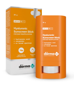 The Derma Co Hyaluronic Sunscreen For All Skin Types Stick With Spf 60 & Pa++++ For Easy Reapplication - 20G Pack Of 1