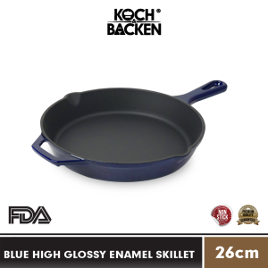 KOCH&BACKEN Enamel Cast Iron Skillet Frypan 265cm - Panci Wajan Penggorengan Besi Cor Murni Anti Lengket