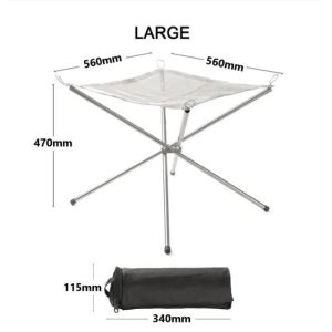 Outdoor Camping 304 Stainless Steel Mesh Fire Pit Portable Foldable Rack BBQ Triangle