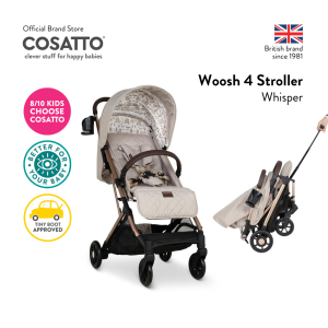 Cosatto Woosh 4 Whisper Free-standing Compact-fold Lightweight Stroller with Magenetic buckle big storage basket Bell Cup Holder