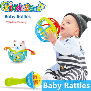 KiddoZone 3PCS Baby Rattles Newborn Toys Soft Shaker Grab Rolling Rattle Ball Hand Shaker Bells Toy Spin Shaking Bell Gift for Infants Early Educational Toys for Newborn Infant & Toddler without BPA