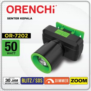 Senter Kepala Orenchi 50W Zoom Cahaya Putih - Head Lamp Zoom Blitz / SOS + Dimmer