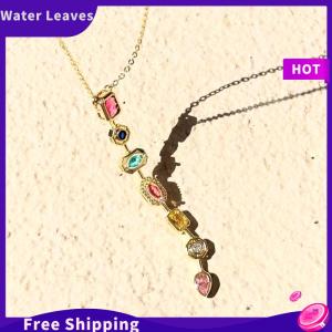 [Water]Hot Sale Freeshipping Ánh Sáng Sang Trọng Hình Chữ U Dài Tua Vòng Cổ Cho Phụ Nữ Thời Trang Đầy Màu Sắc Zircon Mặt Dây Chuyền Xương Đòn Chuỗi Trang Sức Đảng Phụ Kiện