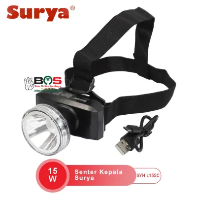 Senter Kepala Headlamp Waterproof Surya Cahaya Putih 15 Watt SYH L 155 C / SYH L155C Tahan 15 Jam