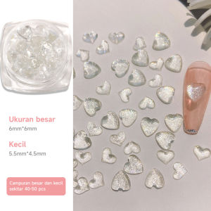 Dekorasi Hiasan Kuku Bentuk Hati Berlian Dengan Kilau Mutiara Fantasi Jepang Nail Art Diy