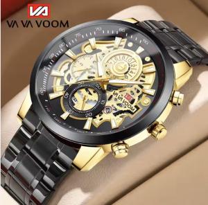 STALIO Jam Tangan Pria VAVAVOOM Anti Air Orii Men Fashion Watch Kalender Bisnis Rantai Stainlees Steel Hitam Keren Buat Gaya Jam Tangan Pria Ori Jam Tangan Pria Mewah Jam Tangan Jam Tangan Pria Kalender Aktif Jam Tangan Pria Kaca Hardlex -JV14