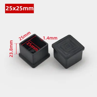 Tubular End Cap Rubber Footing Square/Rectangular Anti-slip Floor Protector for Chair Table Furnitures Lowcost Hardware