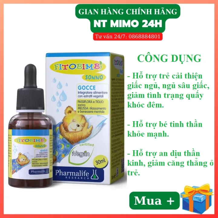 Fitobimbi Sonno Thảo Dược Giúp Bé Ngủ Ngon Sâu Giấc.Hỗ Trợ Bé Hết Quấy Khóc Đêm