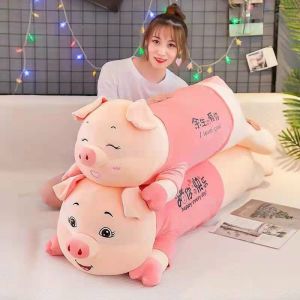 Gấu bông heo ngủ mặc áo Hồng siêu khổng lồ siêu mềm mịn siêu kute