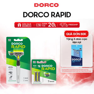 DORCO RAPID - Combo Dao Cạo Râu Hàn Quốc 2 Lưỡi - Gồm 1 Cán và 3 Đầu Cạo