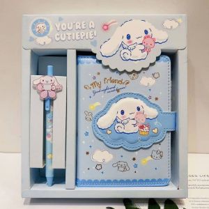 Sanrio Diary Book Journal Book Gift Box Set Mymelody Kuromi Cinnamoroll Student Color Page Notebook Notepad Set with A Pen