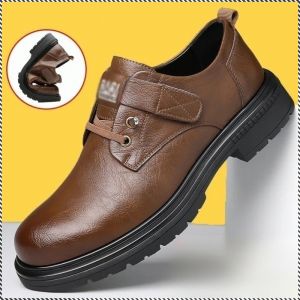 ✨ราคาต่ำสุด✨【หนังวัว 100】รองเท้าบูทสั้นลำลองผู้ชายสไตล์วินเทจ/รองเท้าลําลองพื้นนิ่มสําหรับ