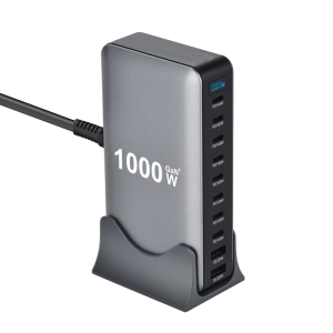1000W Gans PD Fast 10พอร์ตพอร์ต ABS เร็วอุปกรณ์หลายตัวอะแดปเตอร์ออกแบบให้มีความทนทาน