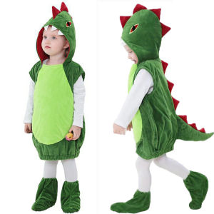 Umorden Green Dinosaur Costume Vest Hoodie for Children Boys Girls Toddler 3-4Y 6-8Y with Foot Covers Halloween Purim Clothes2026