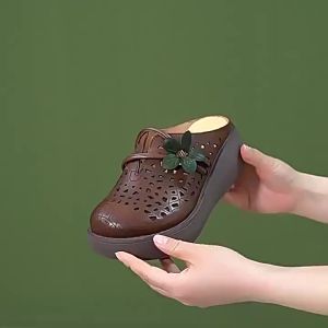 [Free Shipping] New Summer Styles: Thick-Soled Platform-Heeled Sandals For Women Featuring A Traditional Chinese Design Suitable For Both Indoor And Outdoor Wear And Available As Slip-On Shoes Or Flip-Flops