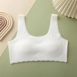 (8-16) Girls Latex Training Bra Underwear Baby Girls Silk Bra Anti Peering Teenage Kids Girls Thin Silk Sport Bra