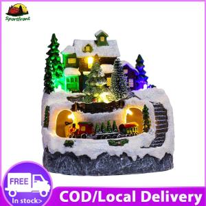 Resin Garden Decor with Light Up Christmas Scene Figurines for Festive Home Display