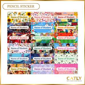 GLOSSY PENCIL STICKER LABEL FOR KIDS | 5.5CMX2.5CM | NOT CUT INDIVIDUALLY | SEND DETAILS FIRST BEFORE CHECKOUT