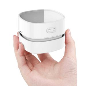 Portable Cordless Mini Desktop Vacuum Cleaner with LED Light and Dust Cup