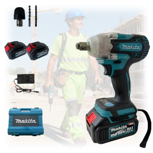 Makita 198V Impact Wrench 1000NM Cordless with 2 Batteries and Complete Socket Set