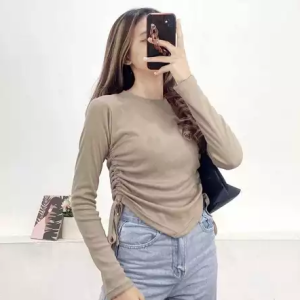 VALEN BLOUSE KNIT TOP / BLOUSE SERUT TALI SAMPING kiri kakan rib knit lembut adem