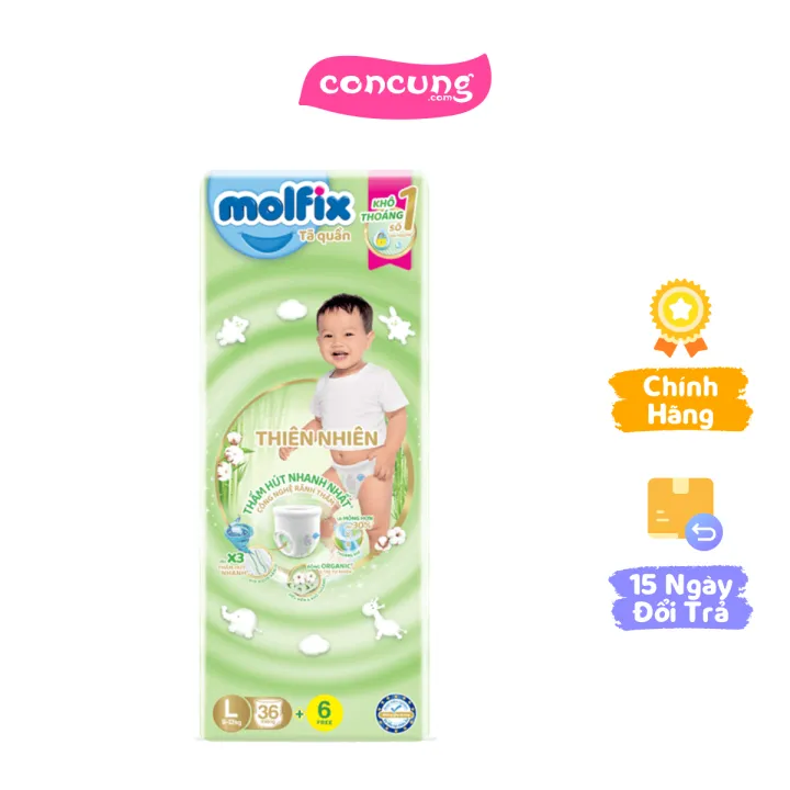 Bỉm tã quần thiên nhiên Molfix Jumbo (L, 36 miếng)