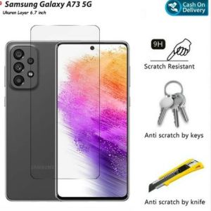 Tempered Glass Super Glossy Bening Samsung A73 A72 A53 A52 A52s A33 A32 A23 A22 A13 A12 A03 CORE A03s A02 A02s Temper Glas Original Clear Thin Tipis Not Full Cover Lis Hitam Tempred Kaca Case Friendly Pelindung Layar Depan Lcd Edge Melengkung Curve 5G 4G
