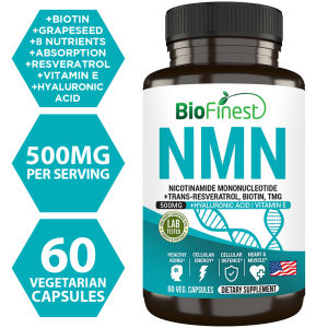 BioFinest NMN Booster 500mg/600mg/1200mg Supplement NAD+ Resveratrol TMG Cellular Energy Metabolism 60 Caps