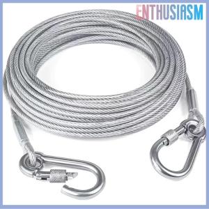 【Enthusiasm】🌟🌟【Hot Sale】🎈 3-10M Double-Headed Dog Tie Out Cable Leash Raction Rope Metal Buckle Steel Wire Anti-Rust Training Collar Outdoor Dogs Strap