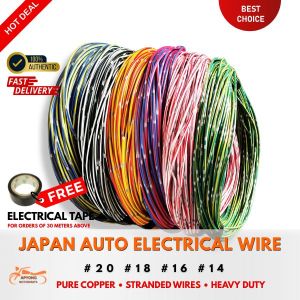 GAUGE 20 18 16 14 GENUINE JAPAN PURE COPPER WIRE HEAVY DUTY FOR AUTOMOTIVE/MOTORCYCLE