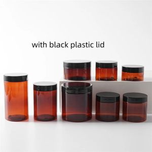 20pcs/lot 50-500g Empty BrownCream Jar Body Lotion Pot Mud Paste Jar Cosmetic Container Refillable