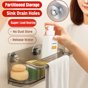 Kitchen Suction Cup Rag Rack Drain Wall-Mounted Multi-function Sink Rack Faucet Dishwashing Sponge Storage Rack多功能吸盘水槽抹布架