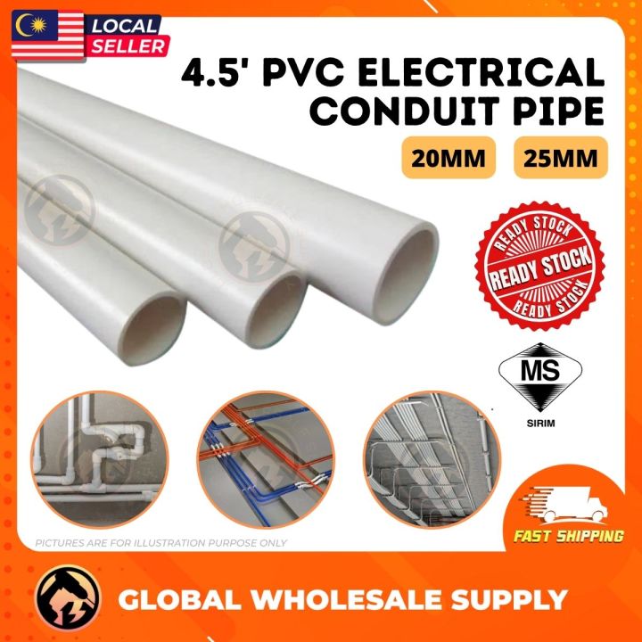 Sirim 4.5ft Pvc Electrical Conduit Pipe 20mm 3 4''   25mm 1'' Paip 