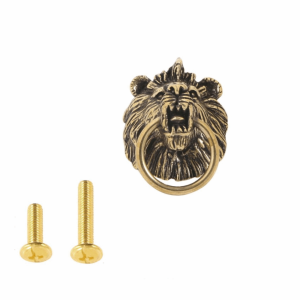 GROCERIY Vintage Lion Head Knob Brass Handle Furniture Hardware Retro Cabinet Door Knobs Chinese Style Gold Wardrobe Drawer Pulls Furniture