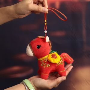 OKDEALS01 PP Cotton Plush Horse Keychain Cartoon Soft Hanging Pony Doll Year of The Horse Mascot 12cm Zodiac Pony Figurine New Year Gift